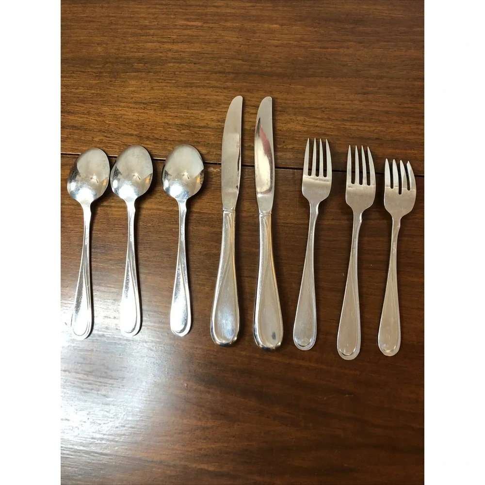 Oneida FLIGHT RELIANCE Stainless Lot Of 8 Flatware Forks Knives Spoons